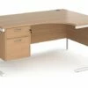 Value Line Deluxe C-Leg Right Hand Ergonomic Desk 2 Drawers (White Legs)