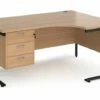Value Line Deluxe C-Leg Right Hand Ergonomic Desk 3 Drawers (Black Legs)