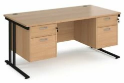 Value Line Deluxe C-Leg Rectangular Desk 2+2 Drawers (Black Legs)