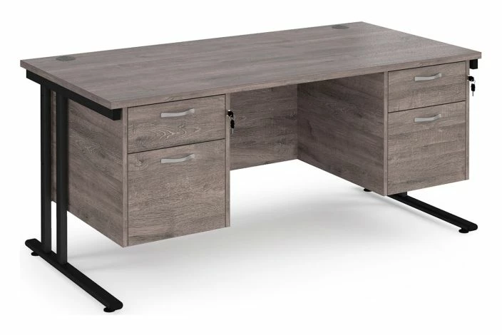 Value Line Deluxe C-Leg Rectangular Desk 2+2 Drawers (Black Legs) - Image 2