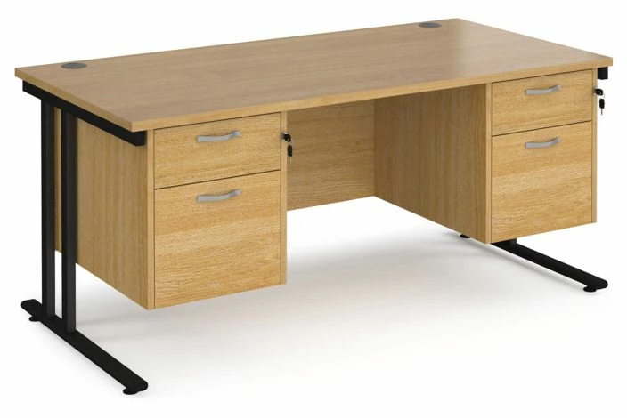 Value Line Deluxe C-Leg Rectangular Desk 2+2 Drawers (Black Legs) - Image 3