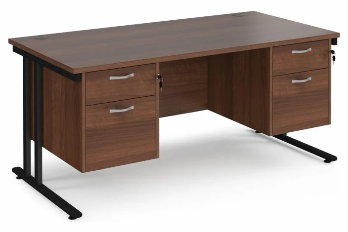 Value Line Deluxe C-Leg Rectangular Desk 2+2 Drawers (Black Legs) - Image 4