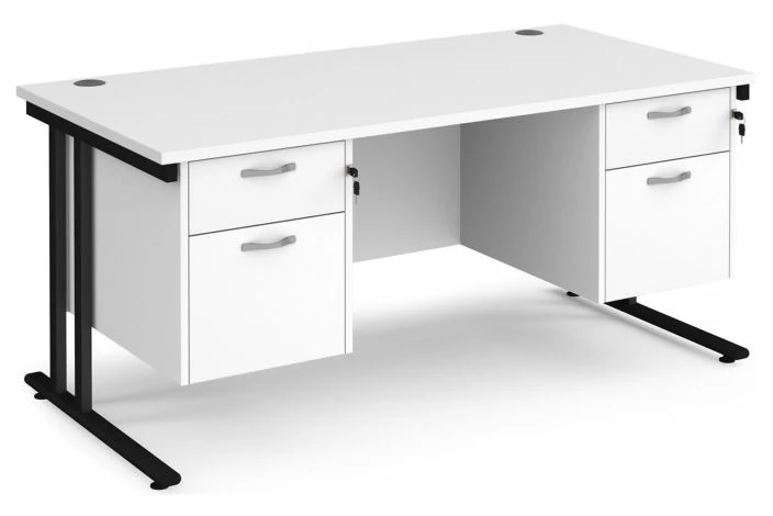 Value Line Deluxe C-Leg Rectangular Desk 2+2 Drawers (Black Legs) - Image 5