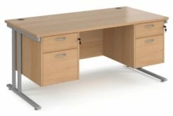 Value Line Deluxe C-Leg Rectangular Desk 2+2 Drawers (Silver Legs)