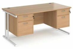 Value Line Deluxe C-Leg Rectangular Desk 2+2 Drawers (White Legs)