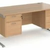 Value Line Deluxe C-Leg Rectangular Desk 2+3 Drawers (Silver Legs)