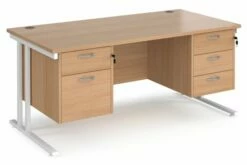 Value Line Deluxe C-Leg Rectangular Desk 2+3 Drawers (White Legs)