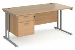 Value Line Deluxe C-Leg Rectangular Desk 2 Drawers (Silver Legs)