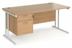 Value Line Deluxe C-Leg Rectangular Desk 2 Drawers (White Legs)