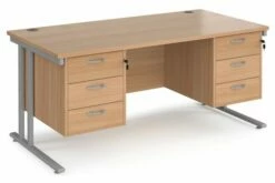 Value Line Deluxe C-Leg Rectangular Desk 3+3 Drawers (Silver Legs)
