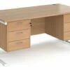 Value Line Deluxe C-Leg Rectangular Desk 3+3 Drawers (White Legs)