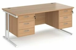 Value Line Deluxe C-Leg Rectangular Desk 3+3 Drawers (White Legs)