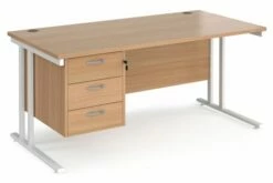Value Line Deluxe C-Leg Rectangular Desk 3 Drawers (White Legs)