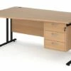 Value Line Deluxe C-Leg Left Hand Wave Desk 2 Drawers (Black Legs)