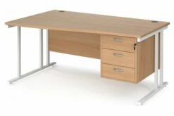 Value Line Deluxe C-Leg Left Hand Wave Desk 3 Drawers (White Legs)