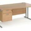 Value Line Deluxe C-Leg Right Hand Wave Desk 2 Drawers (Silver Legs)
