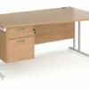 Value Line Deluxe C-Leg Right Hand Wave Desk 2 Drawers (White Legs)