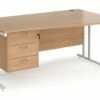 Value Line Deluxe C-Leg Right Hand Wave Desk 3 Drawers (White Legs)