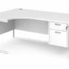 All White Premium C-Leg Left Hand Ergonomic Desk 2 Drawers