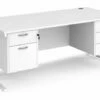 All White Premium C-Leg Rectangular Desk 2+3 Drawers