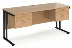 Value Line Deluxe C-Leg Narrow Rectangular Desk 2+2 Drawers (Black Legs)