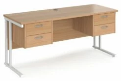 Value Line Deluxe C-Leg Narrow Rectangular Desk 2+2 Drawers (White Legs)