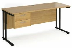 Alcott C-Leg Narrow Rectangular Home Desk With Pedestal