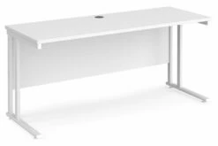 All White Premium C-Leg Narrow Rectangular Desk