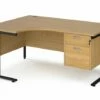 Value Line Deluxe Cable Managed Left Hand Ergo Desk 2 Drawers (Black Legs)