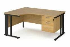 Value Line Deluxe Cable Managed Left Hand Ergo Desk 2 Drawers (Black Legs)