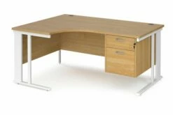 Value Line Deluxe Cable Managed Left Hand Ergo Desk 2 Drawers (White Legs)