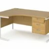 Value Line Deluxe Cable Managed Left Hand Ergo Desk 3 Drawers (White Legs)
