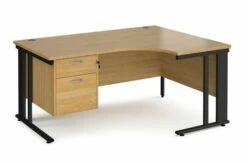 Value Line Deluxe Cable Managed Right Hand Ergo Desk 2 Drawers (Black Legs)