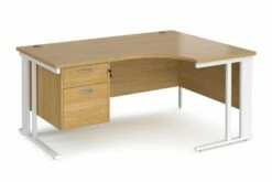 Value Line Deluxe Cable Managed Right Hand Ergo Desk 2 Drawers (White Legs)