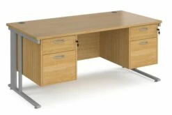 Value Line Deluxe Cable Managed Rectangular Desk 2+2 Drawers (Silver Legs)