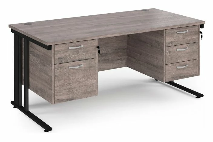 Value Line Deluxe Cable Managed Rectangular Desk 2+3 Drawers (Black Legs) - Image 3