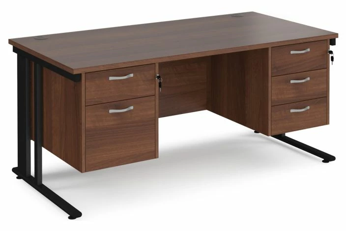 Value Line Deluxe Cable Managed Rectangular Desk 2+3 Drawers (Black Legs) - Image 4