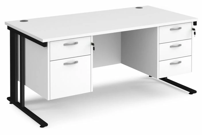 Value Line Deluxe Cable Managed Rectangular Desk 2+3 Drawers (Black Legs) - Image 5