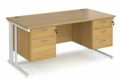 Value Line Deluxe Cable Managed Rectangular Desk 2+2 Drawers (White Legs)