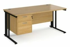 Value Line Deluxe Cable Managed Rectangular Desk 2 Drawers (Black Legs)