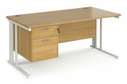 Value Line Deluxe Cable Managed Rectangular Desk 2 Drawers (White Legs)