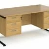 Value Line Deluxe Cable Managed Rectangular Desk 3+3 Drawers (Black Legs)