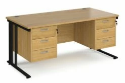Value Line Deluxe Cable Managed Rectangular Desk 3+3 Drawers (Black Legs)