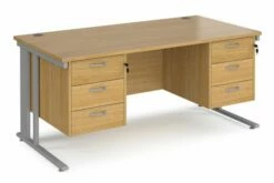 Value Line Deluxe Cable Managed Rectangular Desk 3+3 Drawers (Silver Legs)