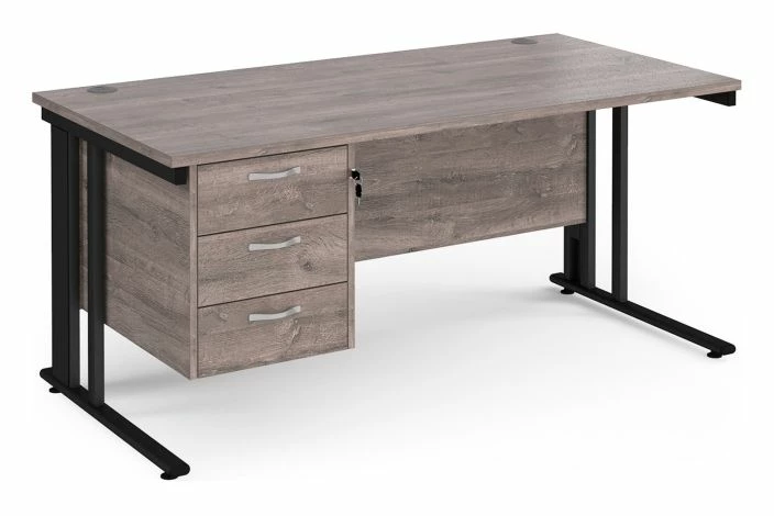 Value Line Deluxe Cable Managed Rectangular Desk 3 Drawers (Black Legs) - Image 2
