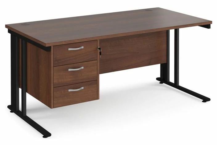 Value Line Deluxe Cable Managed Rectangular Desk 3 Drawers (Black Legs) - Image 3