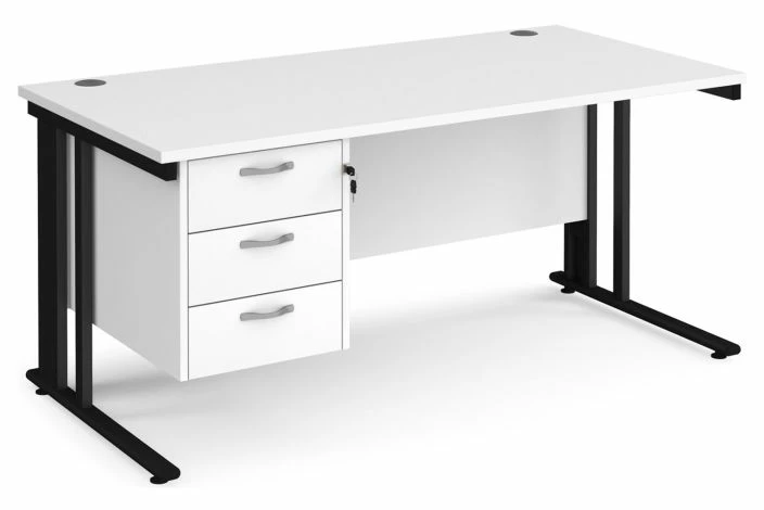 Value Line Deluxe Cable Managed Rectangular Desk 3 Drawers (Black Legs) - Image 4