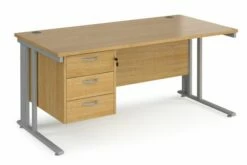 Value Line Deluxe Cable Managed Rectangular Desk 3 Drawers (Silver Legs)