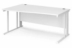 All White Premium Cable Managed Left Hand Wave Desk