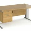 Value Line Deluxe Cable Managed Right Hand Wave Desk 2 Drawers (Silver Legs)